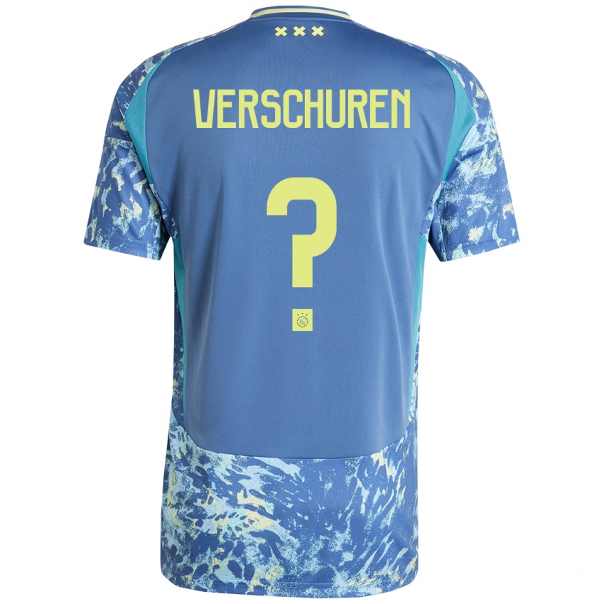 Niño Camiseta Nick Verschuren #0 Gris Azul Amarillo 2ª Equipación 2024/25 La Camisa Argentina