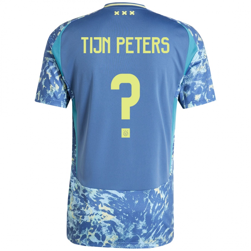 Niño Camiseta Tijn Peters #0 Gris Azul Amarillo 2ª Equipación 2024/25 La Camisa Argentina