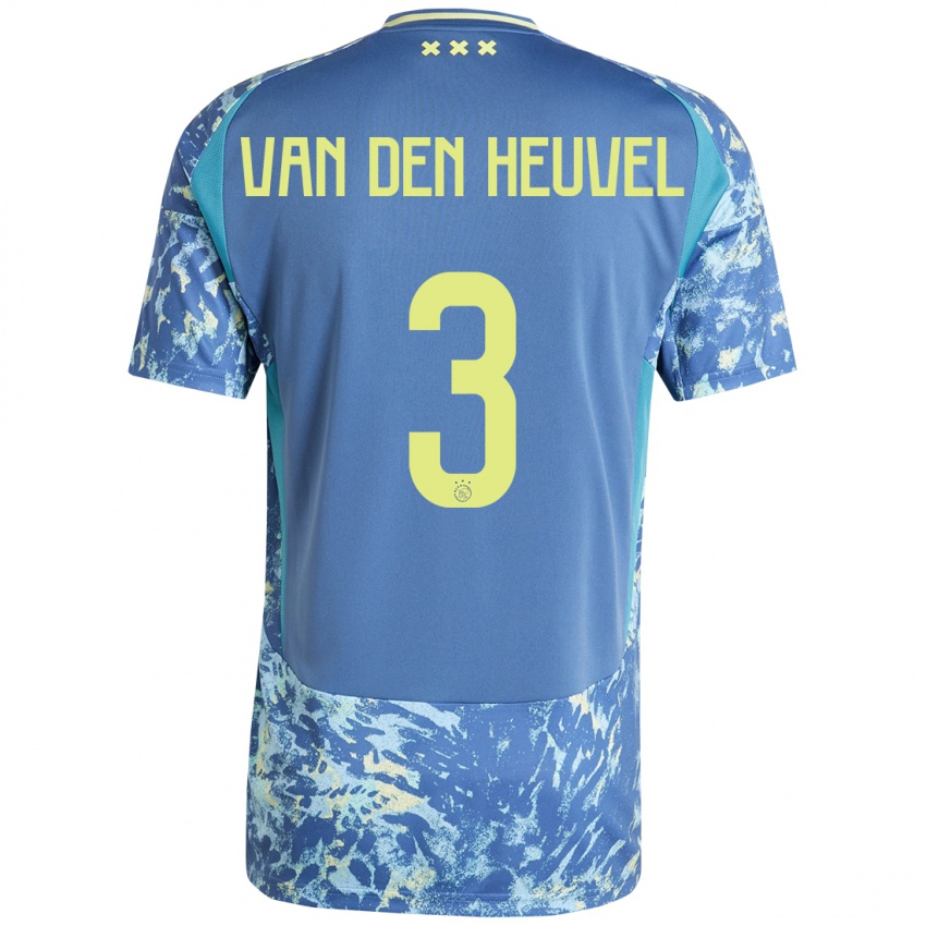 Niño Camiseta Nino Van Den Heuvel #3 Gris Azul Amarillo 2ª Equipación 2024/25 La Camisa Argentina