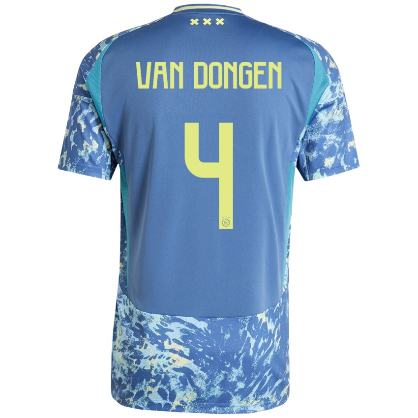 Niño Camiseta Bram Van Dongen #4 Gris Azul Amarillo 2ª Equipación 2024/25 La Camisa Argentina