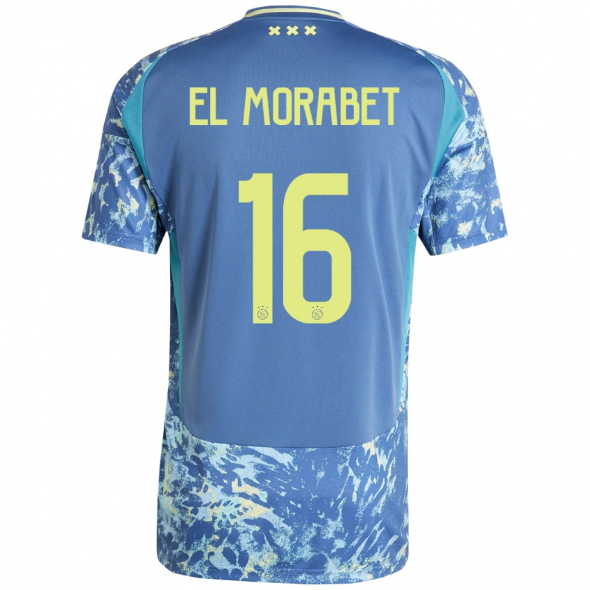 Niño Camiseta Younes El Morabet #16 Gris Azul Amarillo 2ª Equipación 2024/25 La Camisa Argentina