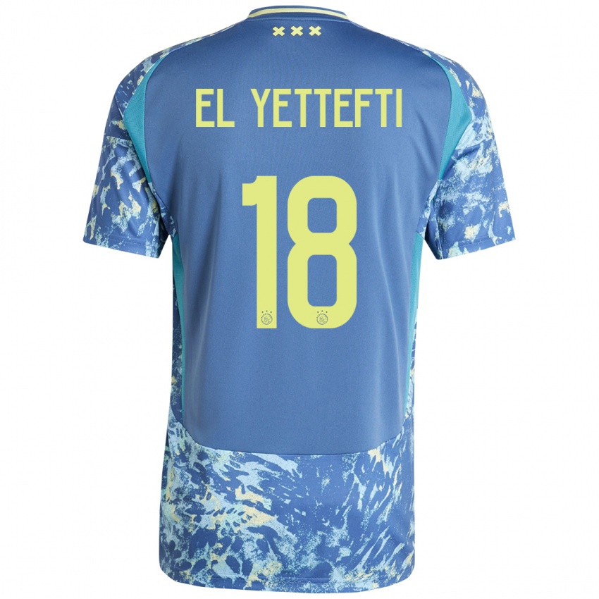 Niño Camiseta Adil Amghar El Yettefti #18 Gris Azul Amarillo 2ª Equipación 2024/25 La Camisa Argentina