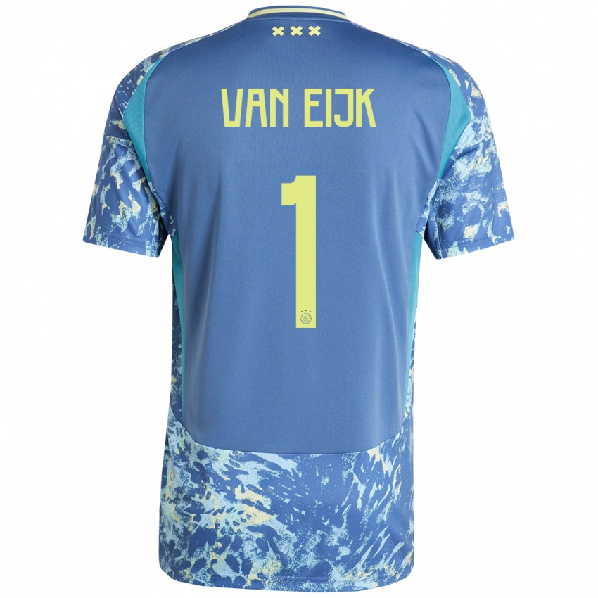 Niño Camiseta Regina Van Eijk #1 Gris Azul Amarillo 2ª Equipación 2024/25 La Camisa Argentina