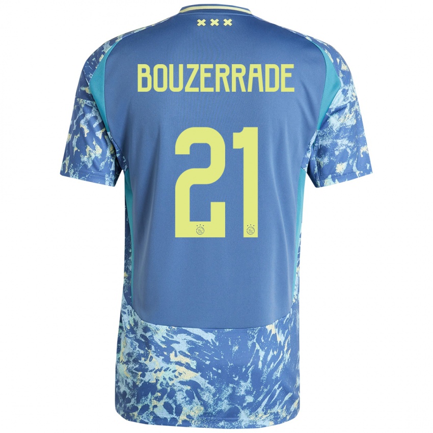 Niño Camiseta Zaina Bouzerrade #21 Gris Azul Amarillo 2ª Equipación 2024/25 La Camisa Argentina