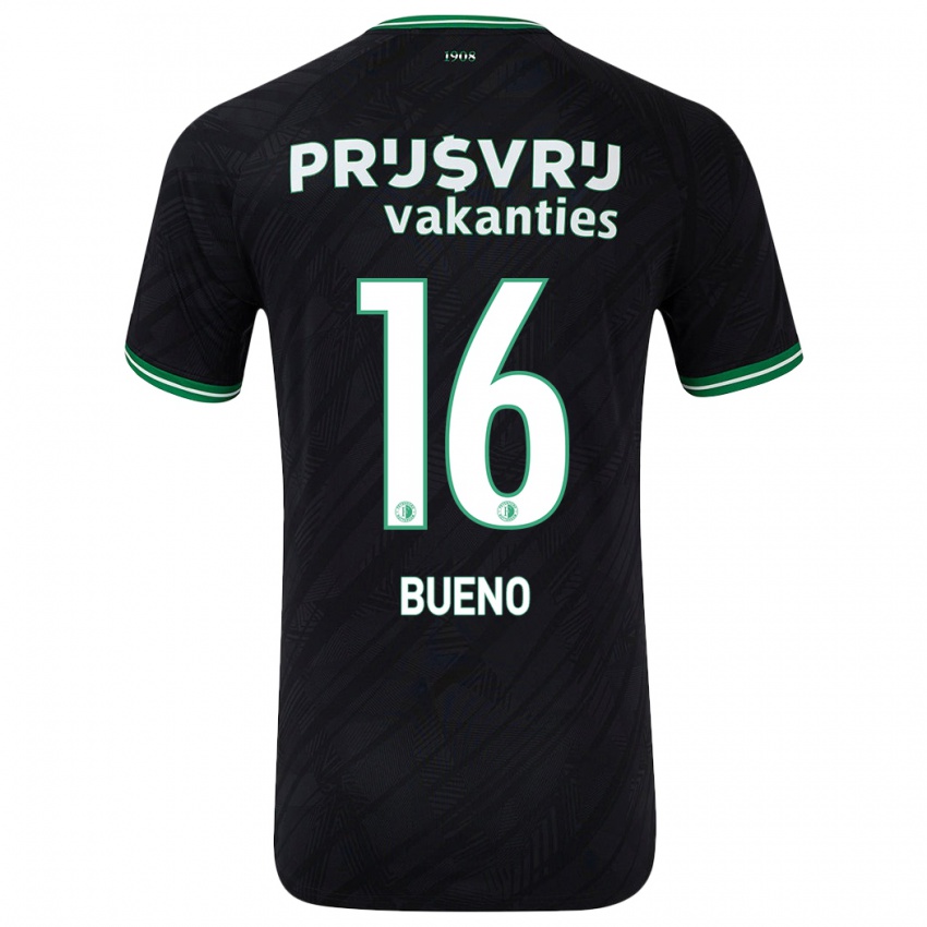 Niño Camiseta Hugo Bueno #16 Negro Verde 2ª Equipación 2024/25 La Camisa Argentina