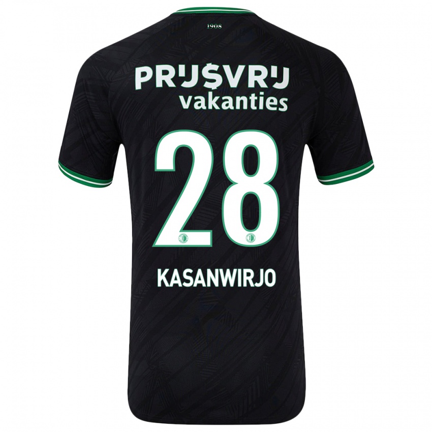 Niño Camiseta Neraysho Kasanwirjo #28 Negro Verde 2ª Equipación 2024/25 La Camisa Argentina