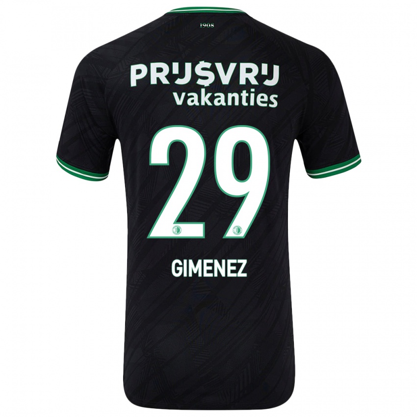 Niño Camiseta Santiago Gimenez #29 Negro Verde 2ª Equipación 2024/25 La Camisa Argentina