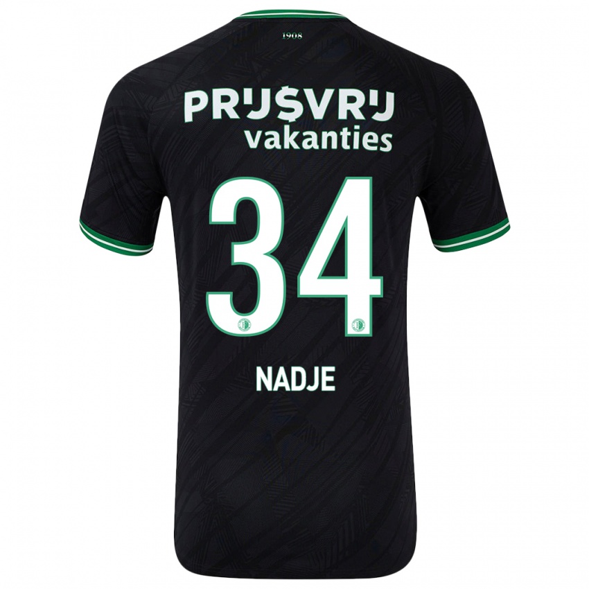 Niño Camiseta Chris-Kévin Nadje #34 Negro Verde 2ª Equipación 2024/25 La Camisa Argentina