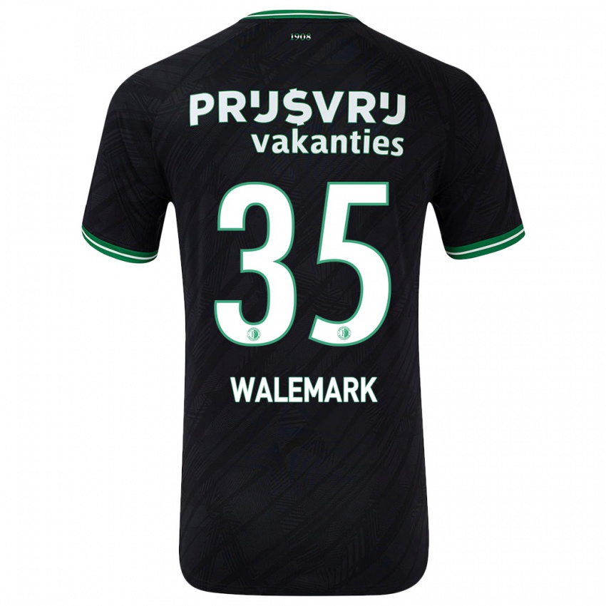 Niño Camiseta Patrik Walemark #35 Negro Verde 2ª Equipación 2024/25 La Camisa Argentina