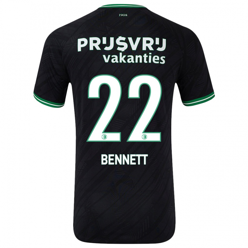 Niño Camiseta Walter Bennett #22 Negro Verde 2ª Equipación 2024/25 La Camisa Argentina