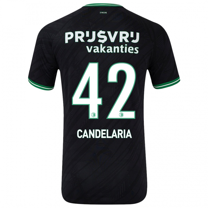 Niño Camiseta Jayden Candelaria #42 Negro Verde 2ª Equipación 2024/25 La Camisa Argentina