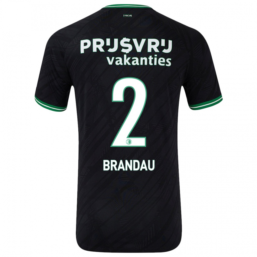 Niño Camiseta Justine Brandau #2 Negro Verde 2ª Equipación 2024/25 La Camisa Argentina