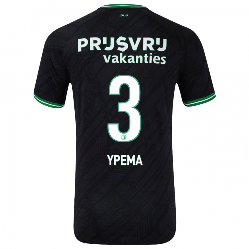 Niño Camiseta Danique Ypema #3 Negro Verde 2ª Equipación 2024/25 La Camisa Argentina