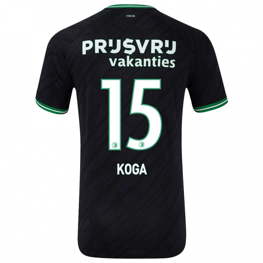 Niño Camiseta Tōko Koga #15 Negro Verde 2ª Equipación 2024/25 La Camisa Argentina