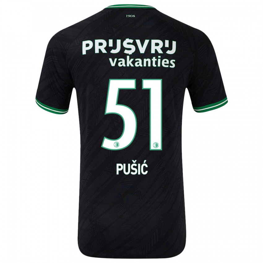 Niño Camiseta Noah Pušić #51 Negro Verde 2ª Equipación 2024/25 La Camisa Argentina