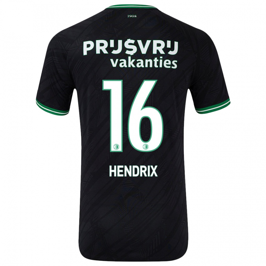 Niño Camiseta Jorrit Hendrix #16 Negro Verde 2ª Equipación 2024/25 La Camisa Argentina