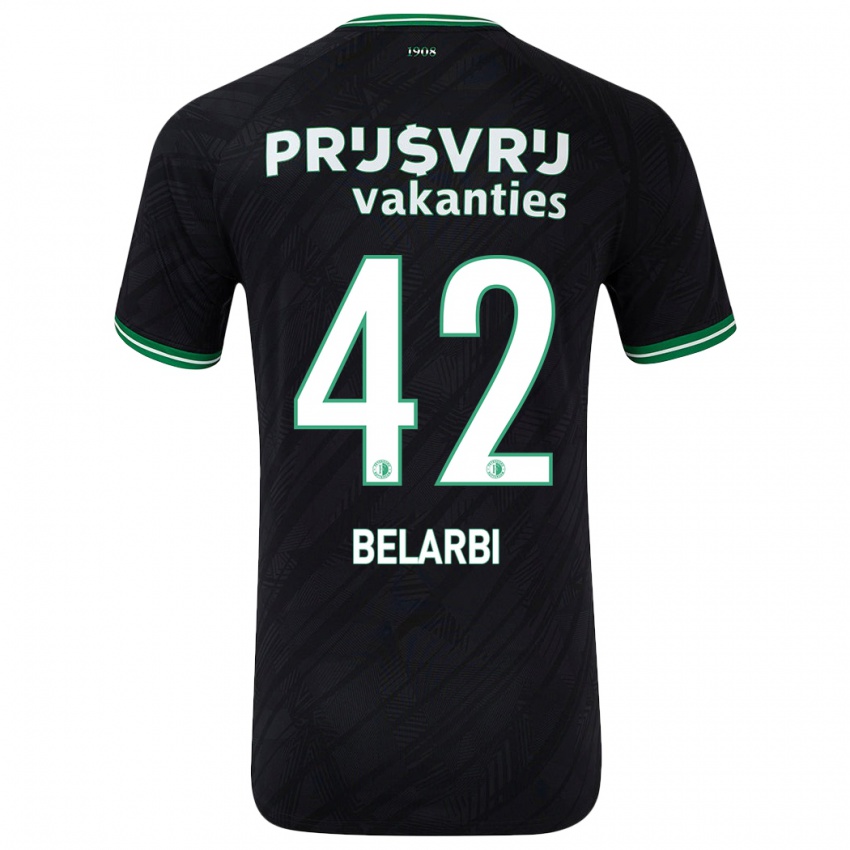 Niño Camiseta Abdel Belarbi #42 Negro Verde 2ª Equipación 2024/25 La Camisa Argentina