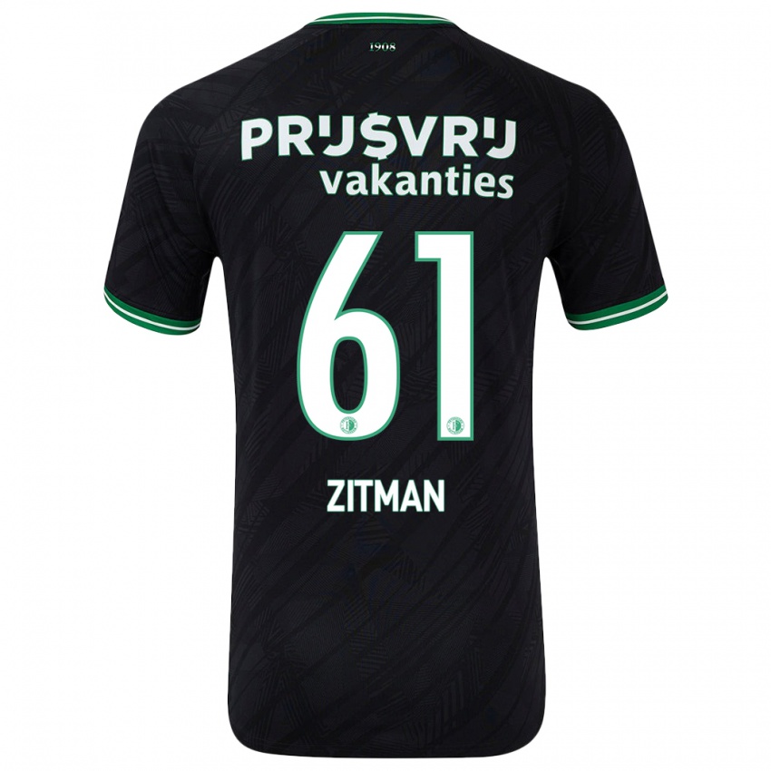 Niño Camiseta Sven Zitman #61 Negro Verde 2ª Equipación 2024/25 La Camisa Argentina