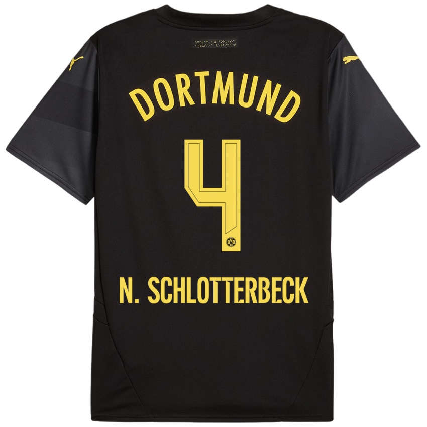 Niño Camiseta Nico Schlotterbeck #4 Negro Amarillo 2ª Equipación 2024/25 La Camisa Argentina