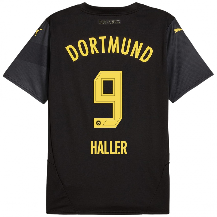 Niño Camiseta Sebastien Haller #9 Negro Amarillo 2ª Equipación 2024/25 La Camisa Argentina