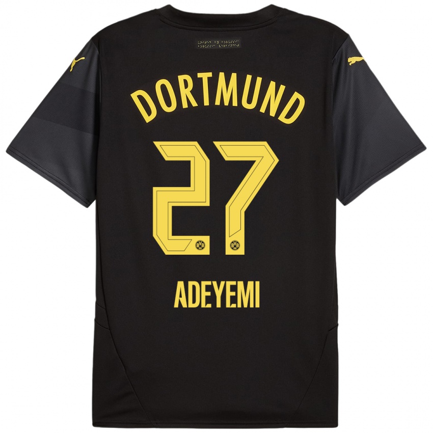 Niño Camiseta Karim Adeyemi #27 Negro Amarillo 2ª Equipación 2024/25 La Camisa Argentina