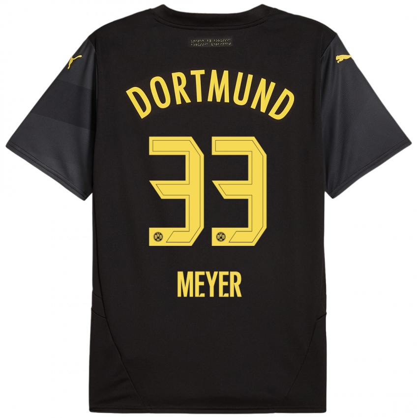 Niño Camiseta Alexander Meyer #33 Negro Amarillo 2ª Equipación 2024/25 La Camisa Argentina