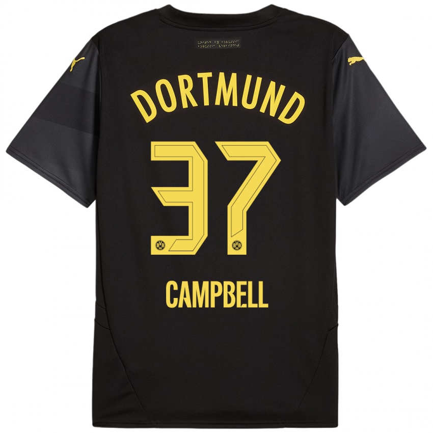 Niño Camiseta Cole Campbell #37 Negro Amarillo 2ª Equipación 2024/25 La Camisa Argentina