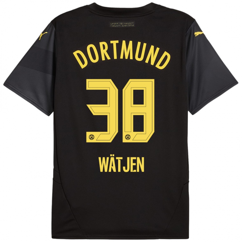 Niño Camiseta Kjell Wätjen #38 Negro Amarillo 2ª Equipación 2024/25 La Camisa Argentina