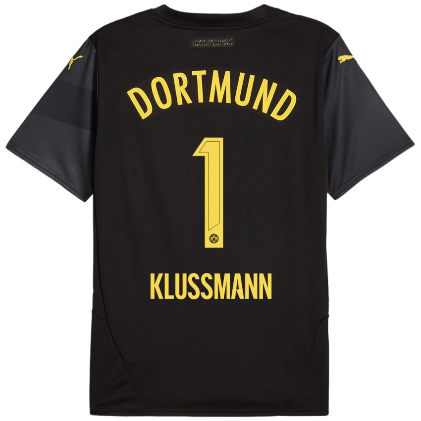 Niño Camiseta Leon Klußmann #1 Negro Amarillo 2ª Equipación 2024/25 La Camisa Argentina