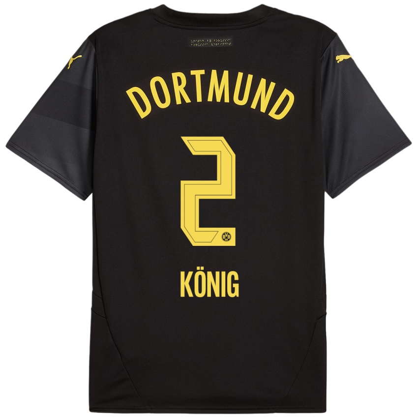 Niño Camiseta Niklas König #2 Negro Amarillo 2ª Equipación 2024/25 La Camisa Argentina