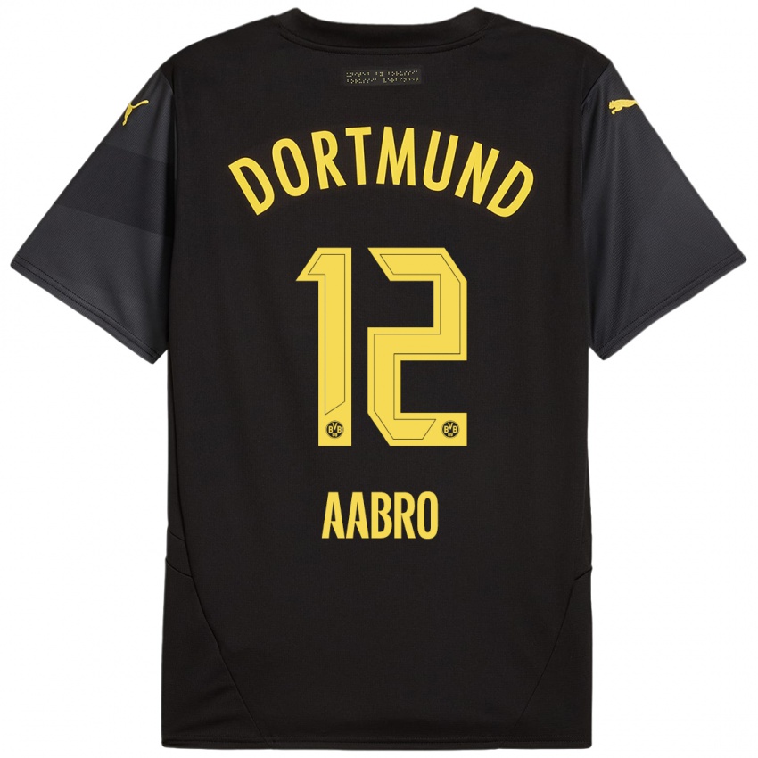 Niño Camiseta Gustav Aabro #12 Negro Amarillo 2ª Equipación 2024/25 La Camisa Argentina