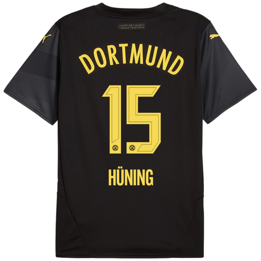 Niño Camiseta Ben Hüning #15 Negro Amarillo 2ª Equipación 2024/25 La Camisa Argentina