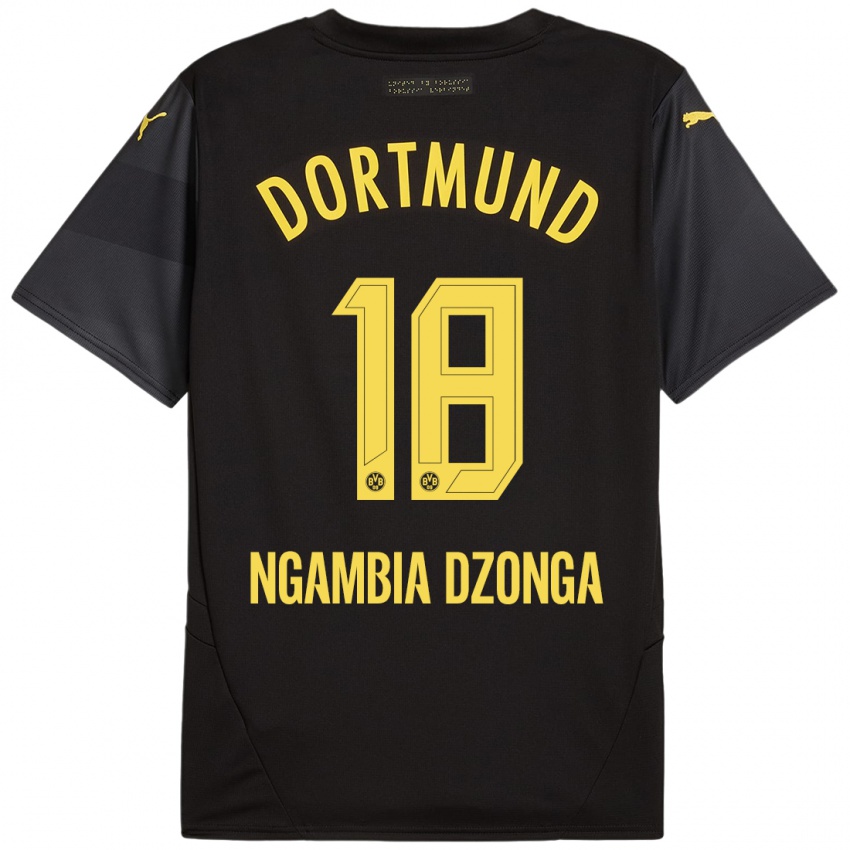 Niño Camiseta Diego Ngambia Dzonga #18 Negro Amarillo 2ª Equipación 2024/25 La Camisa Argentina