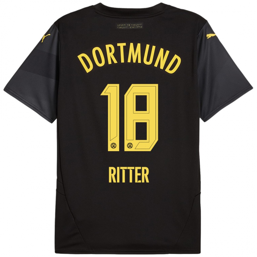 Niño Camiseta Roméo Ritter #18 Negro Amarillo 2ª Equipación 2024/25 La Camisa Argentina