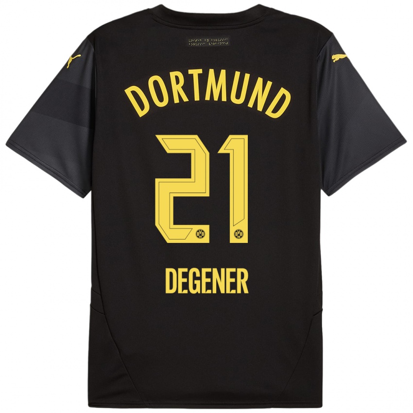 Niño Camiseta Tim Degener #21 Negro Amarillo 2ª Equipación 2024/25 La Camisa Argentina