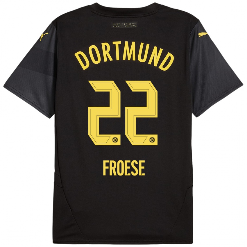 Niño Camiseta Julien Froese #22 Negro Amarillo 2ª Equipación 2024/25 La Camisa Argentina