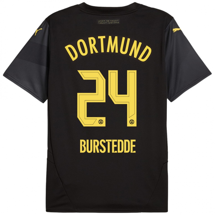 Niño Camiseta Joshua Burstedde #24 Negro Amarillo 2ª Equipación 2024/25 La Camisa Argentina