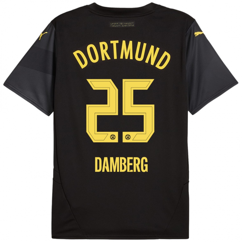 Niño Camiseta Niclas Damberg #25 Negro Amarillo 2ª Equipación 2024/25 La Camisa Argentina