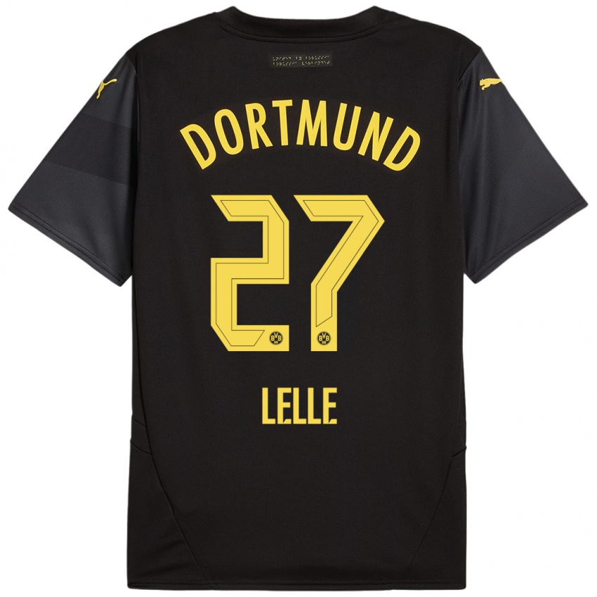 Niño Camiseta David Lelle #27 Negro Amarillo 2ª Equipación 2024/25 La Camisa Argentina