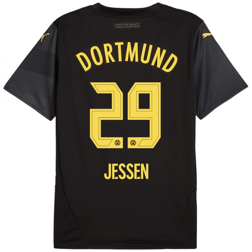 Niño Camiseta Niklas Jessen #29 Negro Amarillo 2ª Equipación 2024/25 La Camisa Argentina