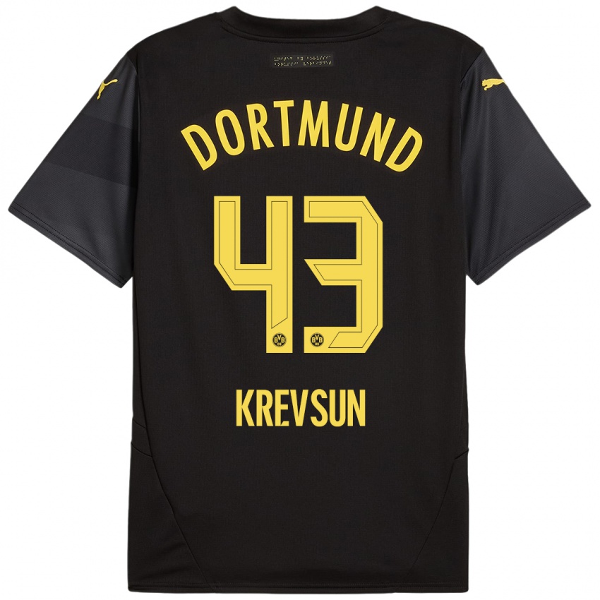 Niño Camiseta Danylo Krevsun #43 Negro Amarillo 2ª Equipación 2024/25 La Camisa Argentina