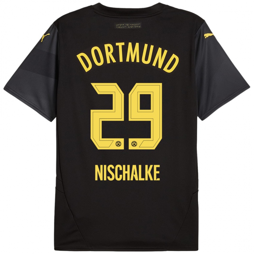 Niño Camiseta Jermain Nischalke #29 Negro Amarillo 2ª Equipación 2024/25 La Camisa Argentina