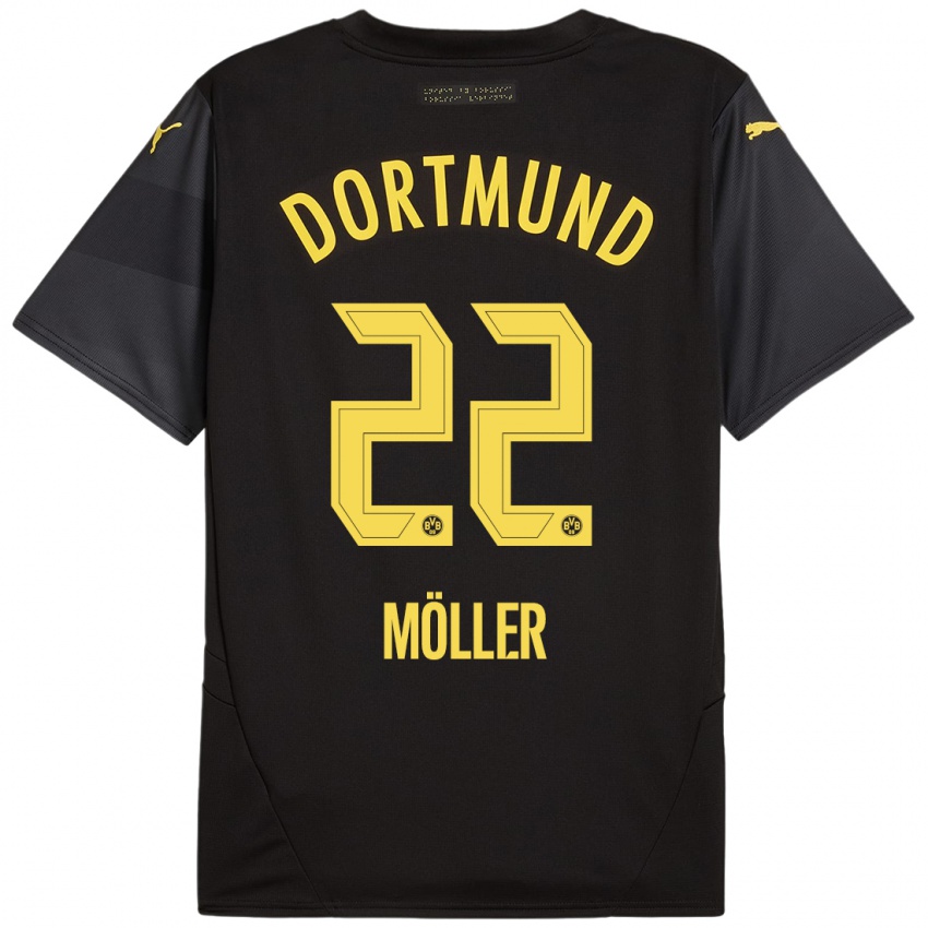 Niño Camiseta Paul Möller #22 Negro Amarillo 2ª Equipación 2024/25 La Camisa Argentina