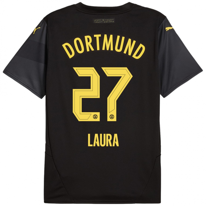 Niño Camiseta Van Der Heijden Laura #27 Negro Amarillo 2ª Equipación 2024/25 La Camisa Argentina