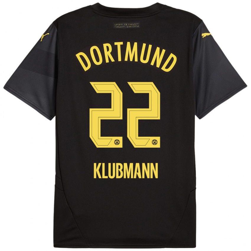 Niño Camiseta Leon Klubmann #22 Negro Amarillo 2ª Equipación 2024/25 La Camisa Argentina