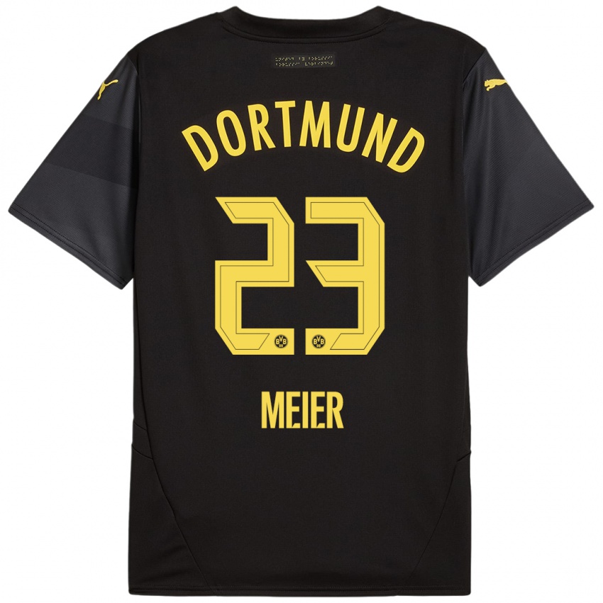 Niño Camiseta Maximilian Meier #23 Negro Amarillo 2ª Equipación 2024/25 La Camisa Argentina