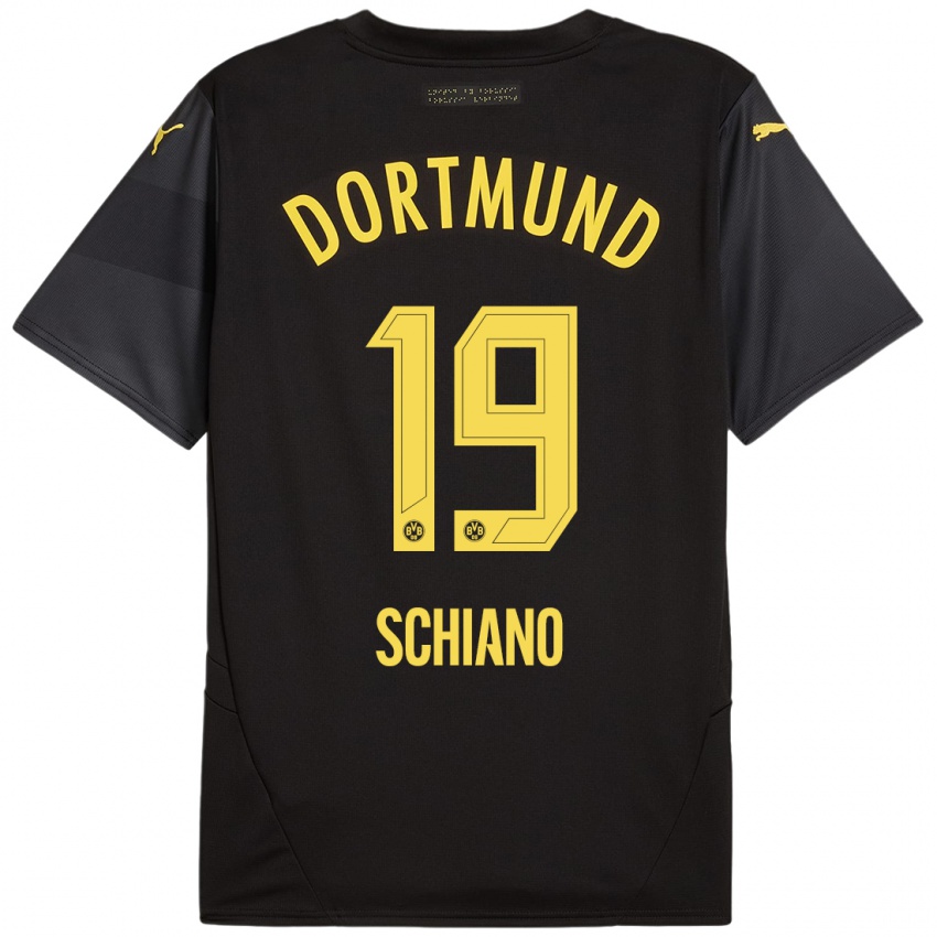 Niño Camiseta Emilio Schiano #19 Negro Amarillo 2ª Equipación 2024/25 La Camisa Argentina