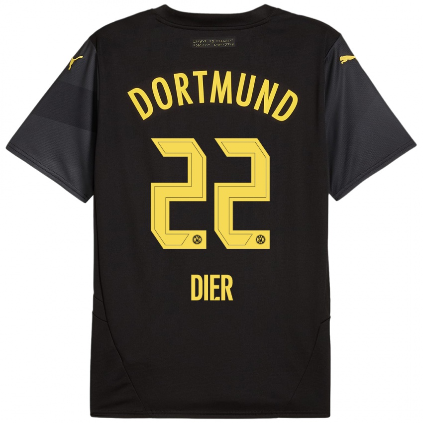 Niño Camiseta Henrik Dier #22 Negro Amarillo 2ª Equipación 2024/25 La Camisa Argentina