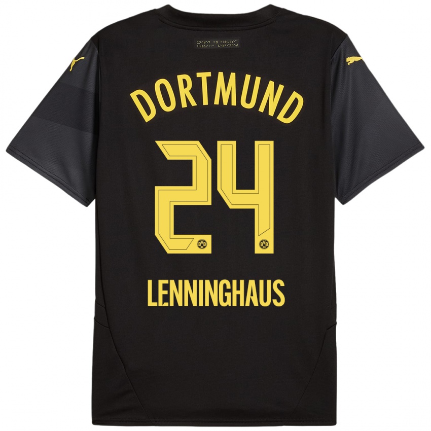 Niño Camiseta Mika Lenninghaus #24 Negro Amarillo 2ª Equipación 2024/25 La Camisa Argentina