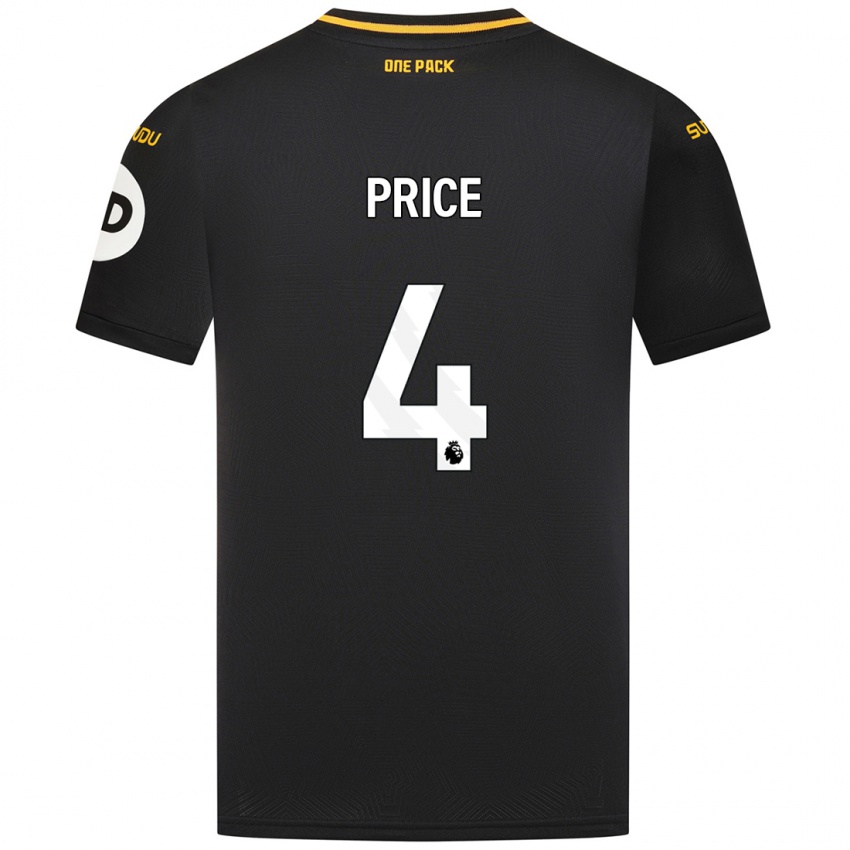 Niño Camiseta Anna Price #4 Negro 2ª Equipación 2024/25 La Camisa Argentina